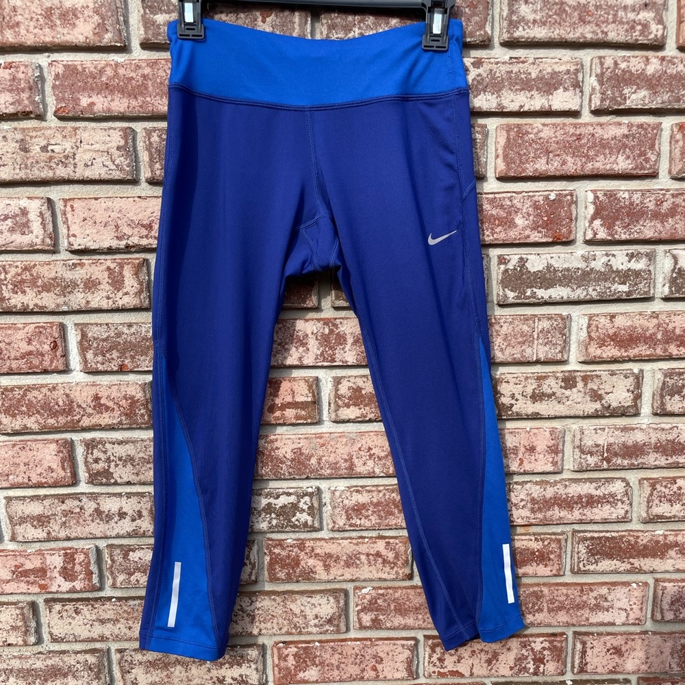Nike- DriFit -2.0 Racer- Capri-Running Leggings- Blue/Navy/Silver - Women -Small